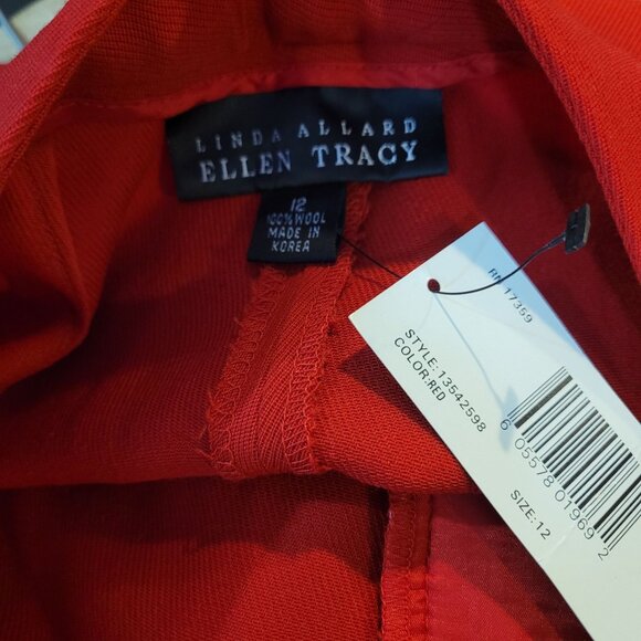 Linda Allard Ellen Tracy Red Wool Womens Trousers Size 12 Made In Korea - Picture 6 of 11